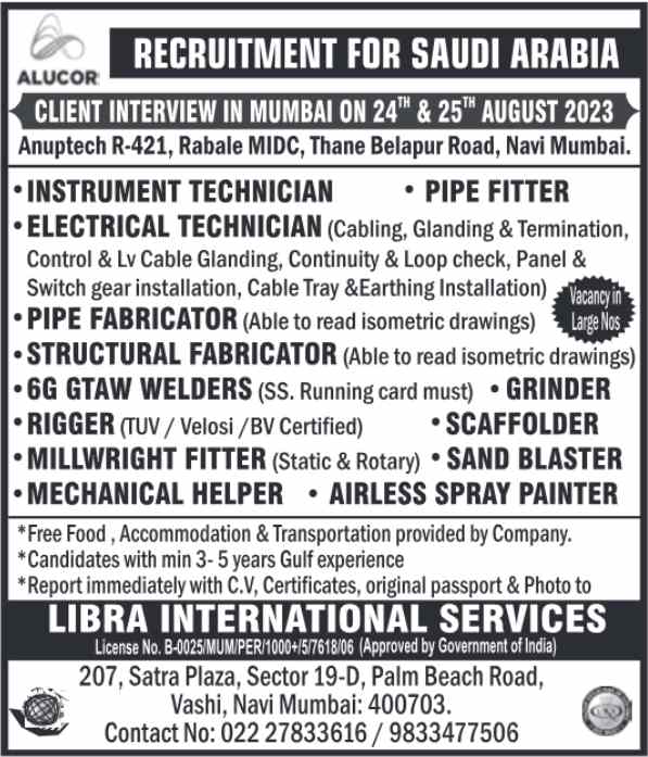 Saudi Arabia Recruitment Drive In Mumbai - Gulf Job Paper