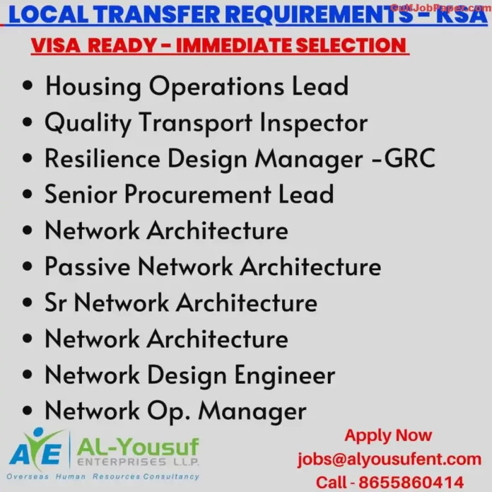 Job Openings for Various Positions in KSA by AL-Yousuf Enterprises