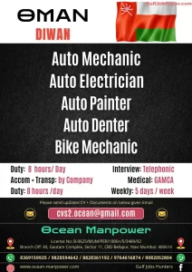 Auto Mechanic Jobs in Oman | Auto Mechanic Jobs in Oman | Job openings for Auto Mechanic, Electrician, Painter, Denter, and Bike Mechanic in Oman