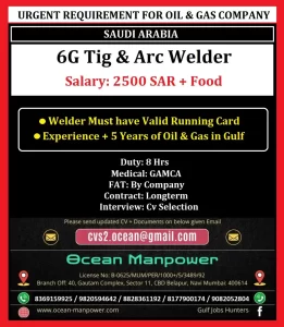 Requirement for 6G Tig and Arc Welder