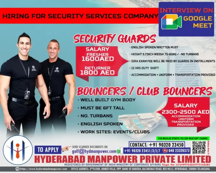 Hiring for Security Guards and Bouncers