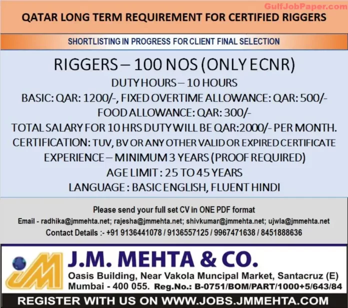 Long Term Requirement for Certified Riggers