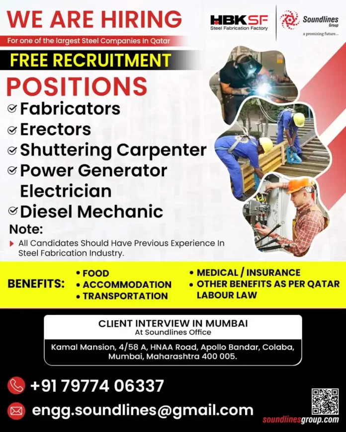 Free Recruitment for Steel Fabrication