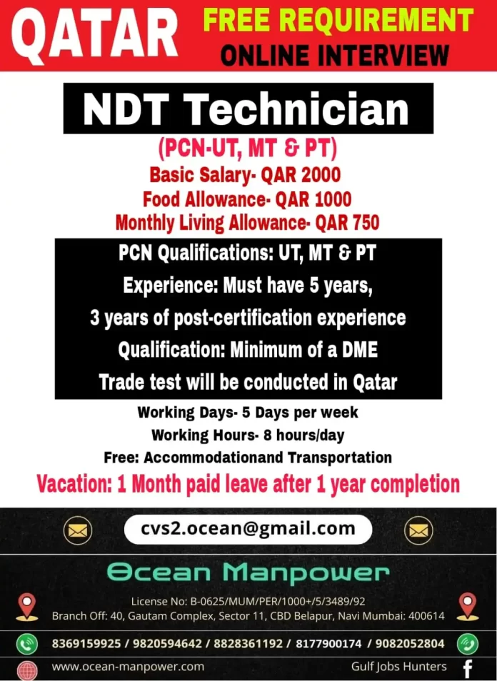 Hiring for NDT Technician