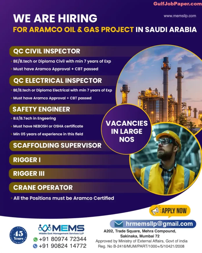 Hiring for Aramco Oil and Gas Project