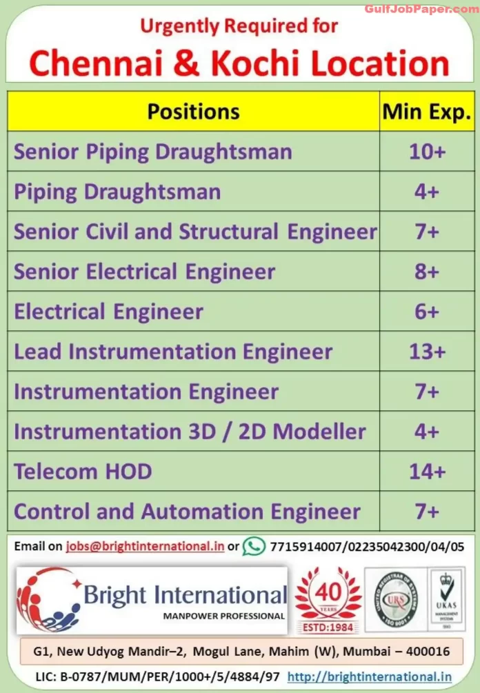 Engineering Job Openings in Chennai