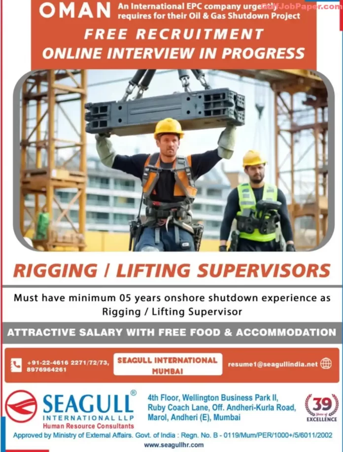 Hiring Rigging Lifting Supervisors