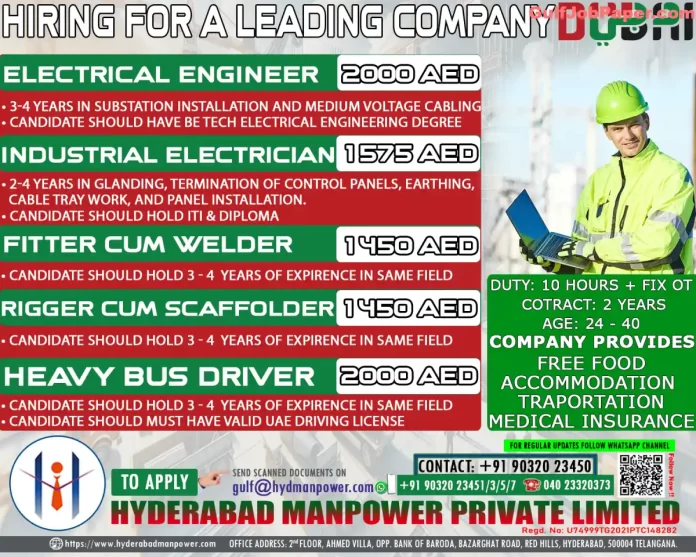 Hiring for Leading Company in Dubai