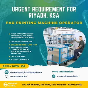 Pad Printing Machine Operator Job