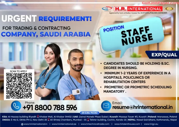 Requirement for Staff Nurses in Saudi