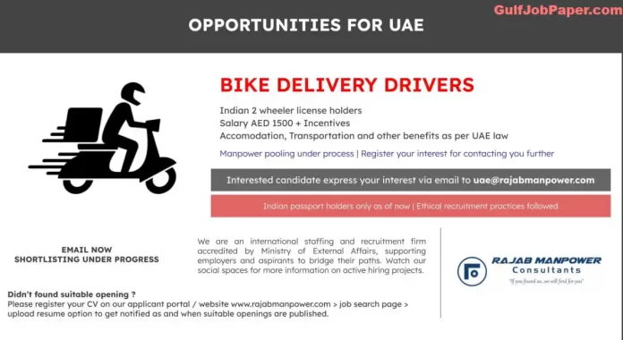 Bike Delivery Drivers Wanted in UAE