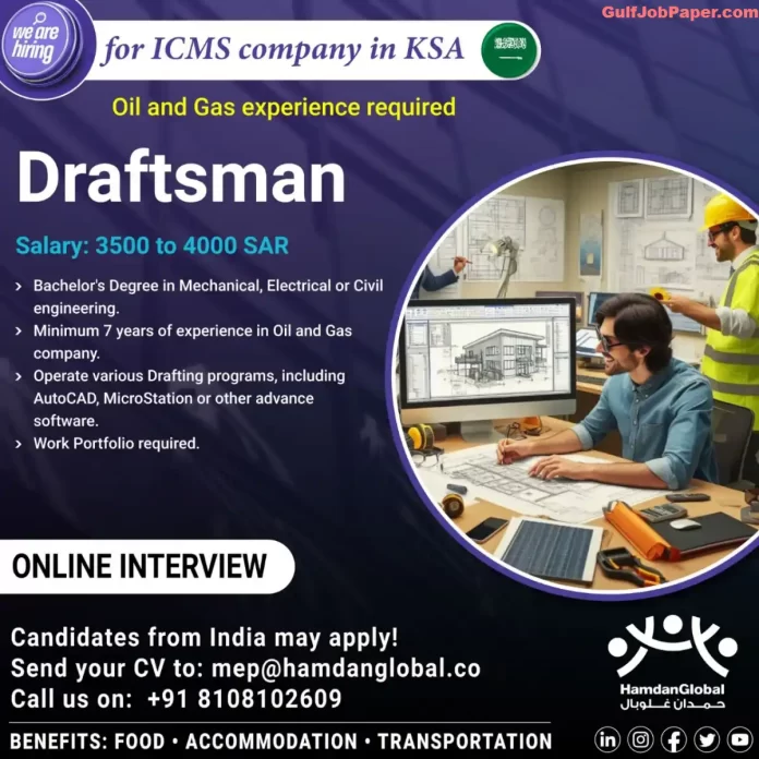 Hiring Draftsman for ICMS Company