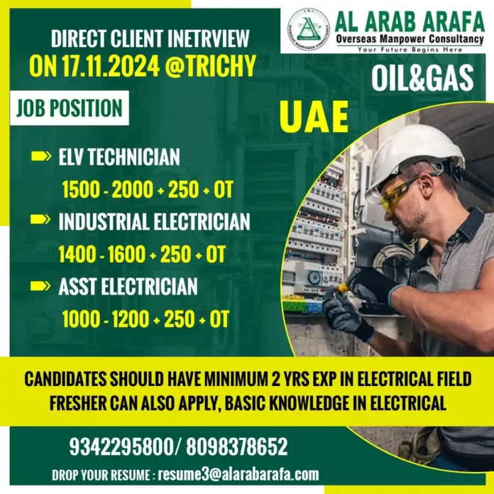 Hiring for Oil and Gas Electrical Jobs