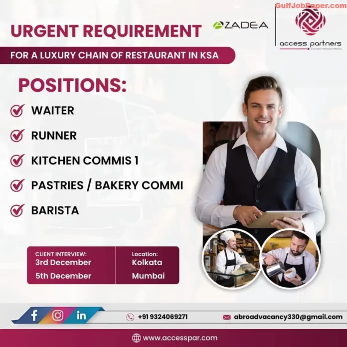 Hiring for a Luxury Restaurant