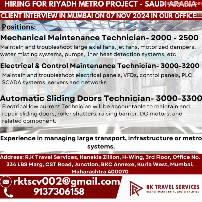 Hiring for Riyadh Metro Project