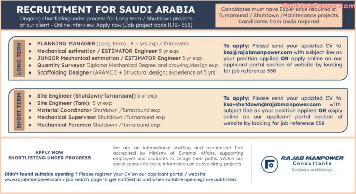 Urgent Hiring for Gulf