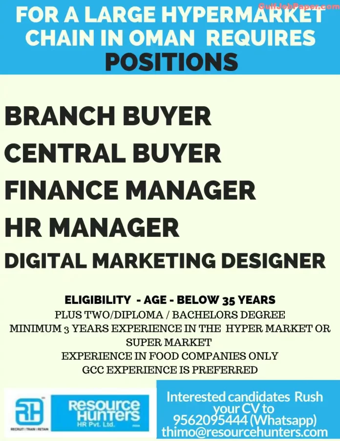 Job Openings for Large Hypermarket Chain