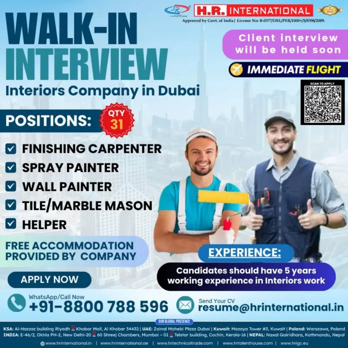 Walk In Interview for Interiors Company