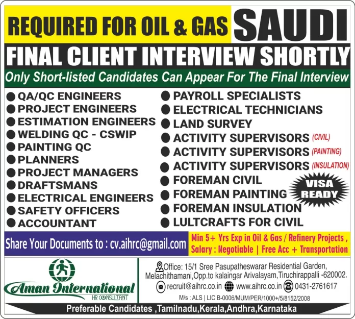 Urgent Hiring for Saudi