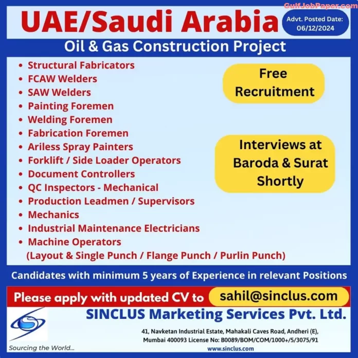 Hiring for UAE and Saudi Arabia