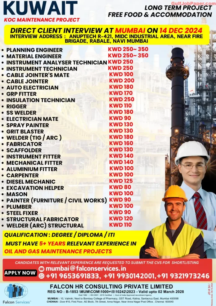 Hiring for Kuwait KOC Maintenance Project