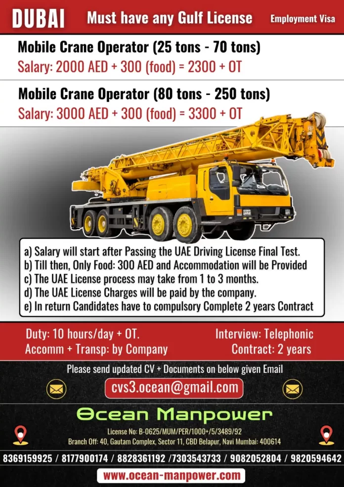 Hiring Mobile Crane Operators for Dubai