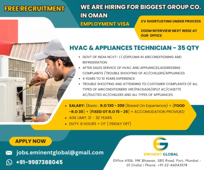 Hiring HVAC and Appliances Technicians