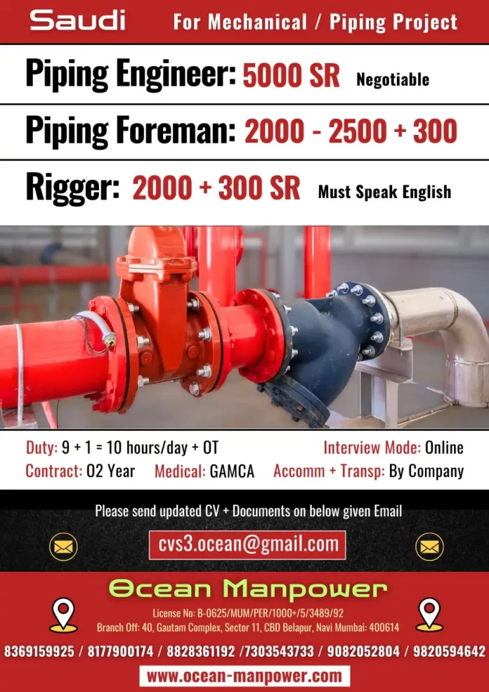 Hiring for Piping Engineer