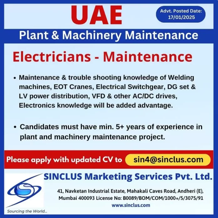 Hiring Electricians for Plant and Machinery