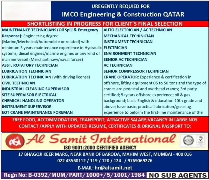 Hiring for Qatar