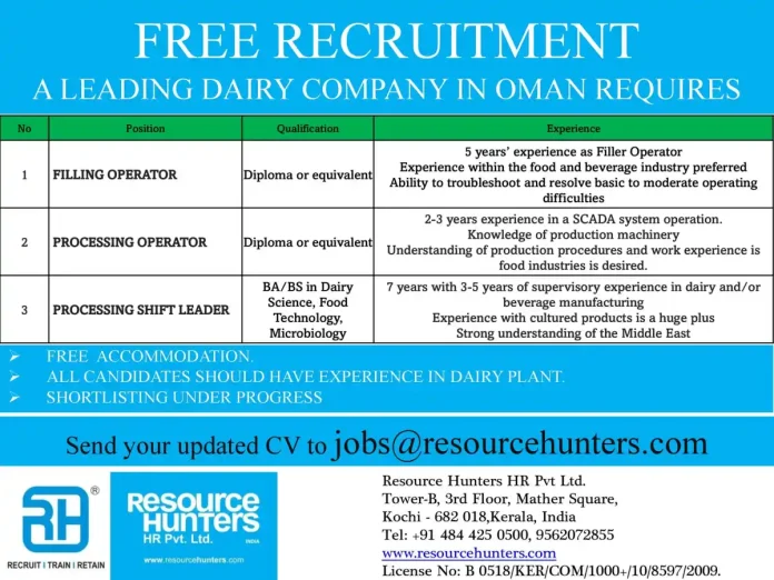 Hiring for a Leading Dairy Company