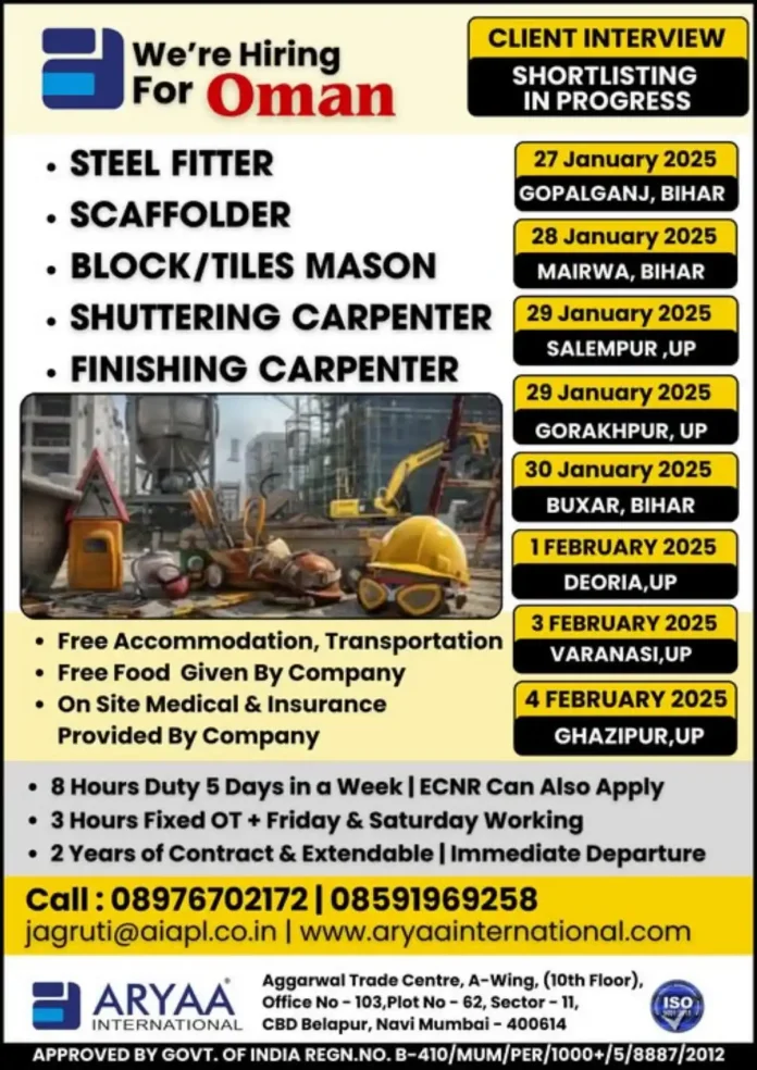 Steel Fitter Scaffolder Mason and Carpenter Jobs