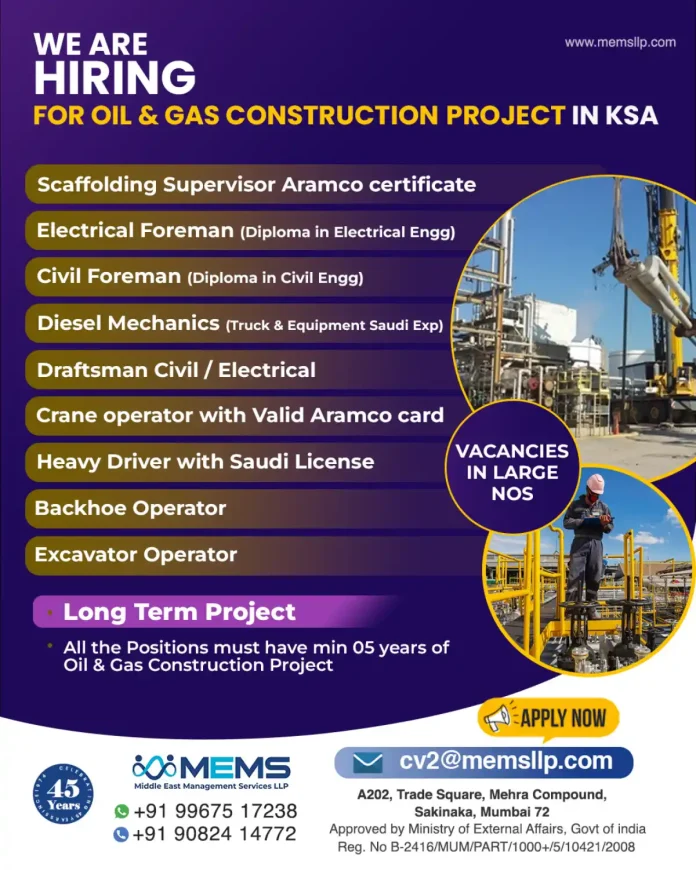 Hiring for Oil and Gas Construction Project