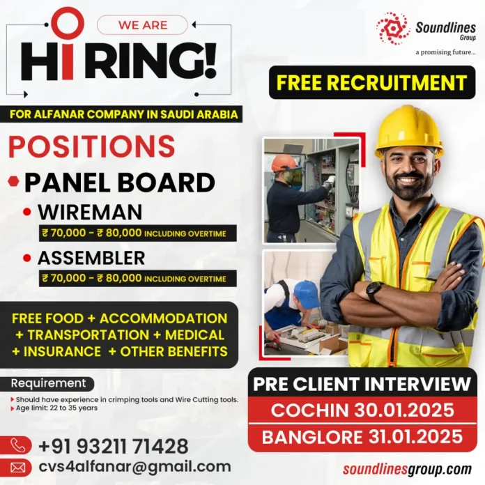 Hiring Panel Board Wireman and Assembler