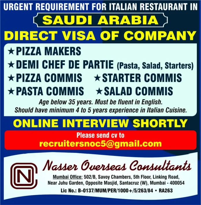 Hiring for Italian Restaurant