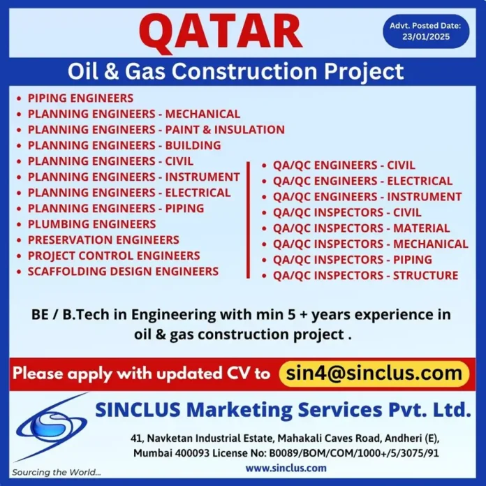 Hiring Engineers and Inspectors for Qatar