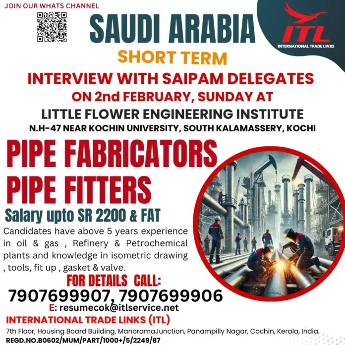 Hiring Pipe Fabricators and Pipe Fitters