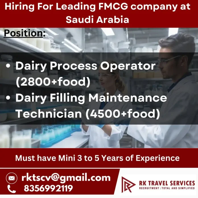 Hiring for Leading FMCG Company in Saudi