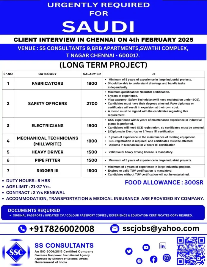 Long Term Job Openings in Saudi Arabia