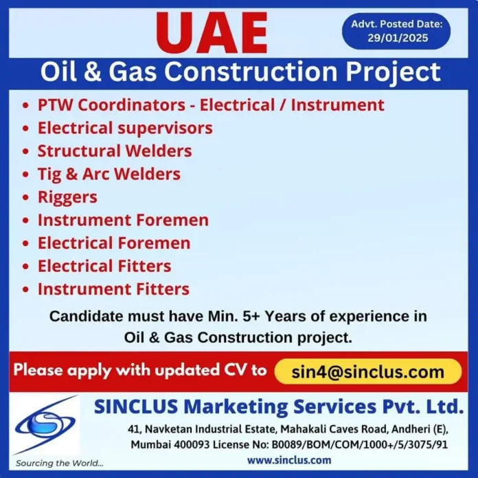 Urgent Hiring for Oil and Gas Project in UAE