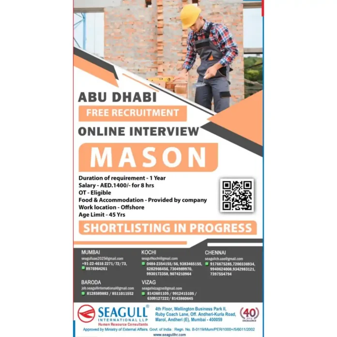 Hiring for Mason in Abu Dhabi