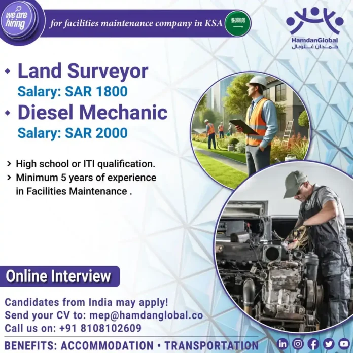 Hiring for Land Surveyor and Diesel Mechanic