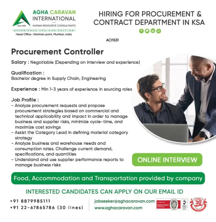 Procurement Controller Jobs in Saudi Arabia