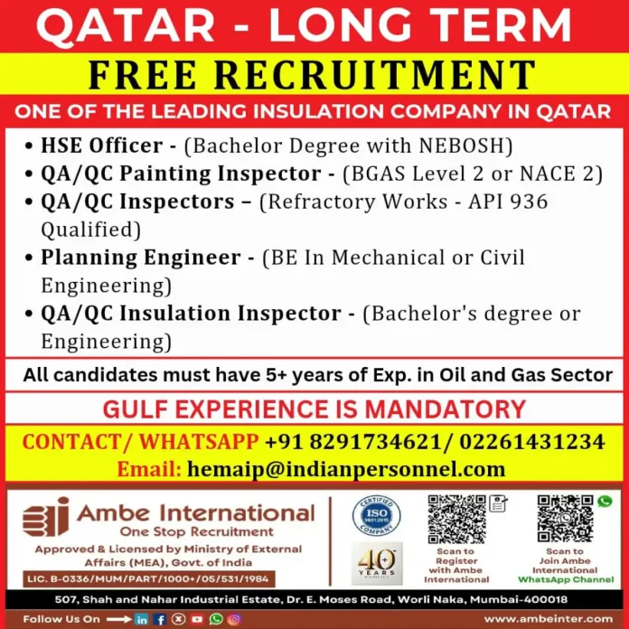 Free Recruitment for Qatar