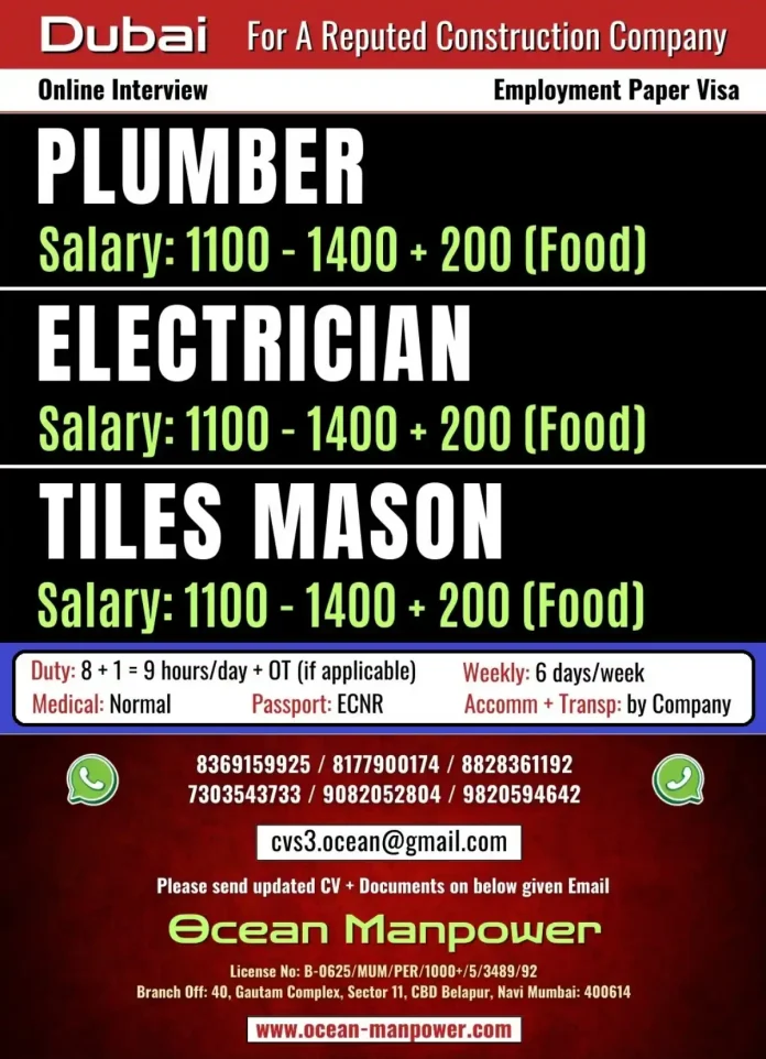 Dubai Construction Jobs for Indians