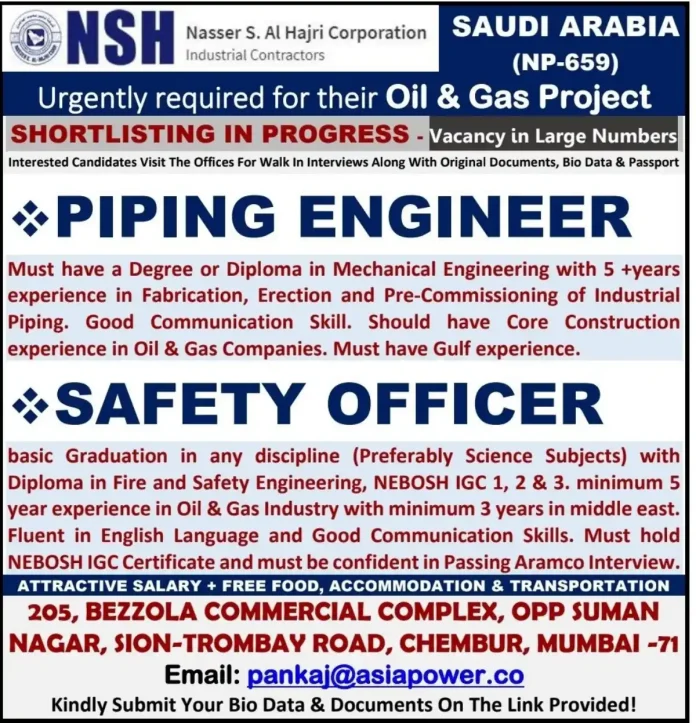 Oil and Gas Job in Saudi Arabia