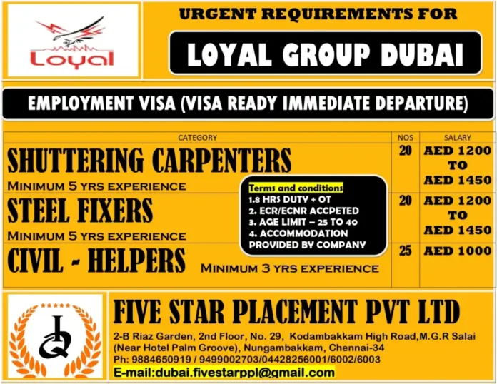 Shuttering Carpenters Jobs in Dubai