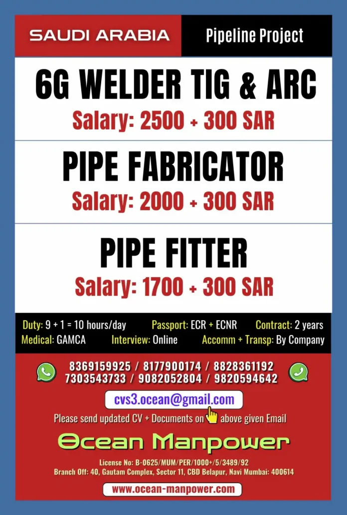 Welders and Fabricators Jobs in Saudi