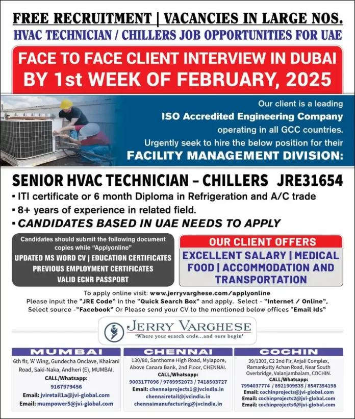 HVAC Technician Jobs in Dubai