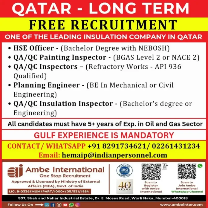 QA QC Inspector Jobs in Qatar